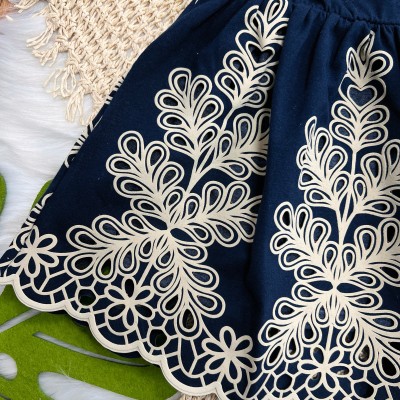 Vestido em Lese de Plantinhas - Marinho